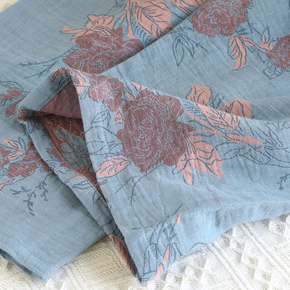 Ensemble de vêtements d'intérieur en coton à col rond avec imprimé floral jacquard