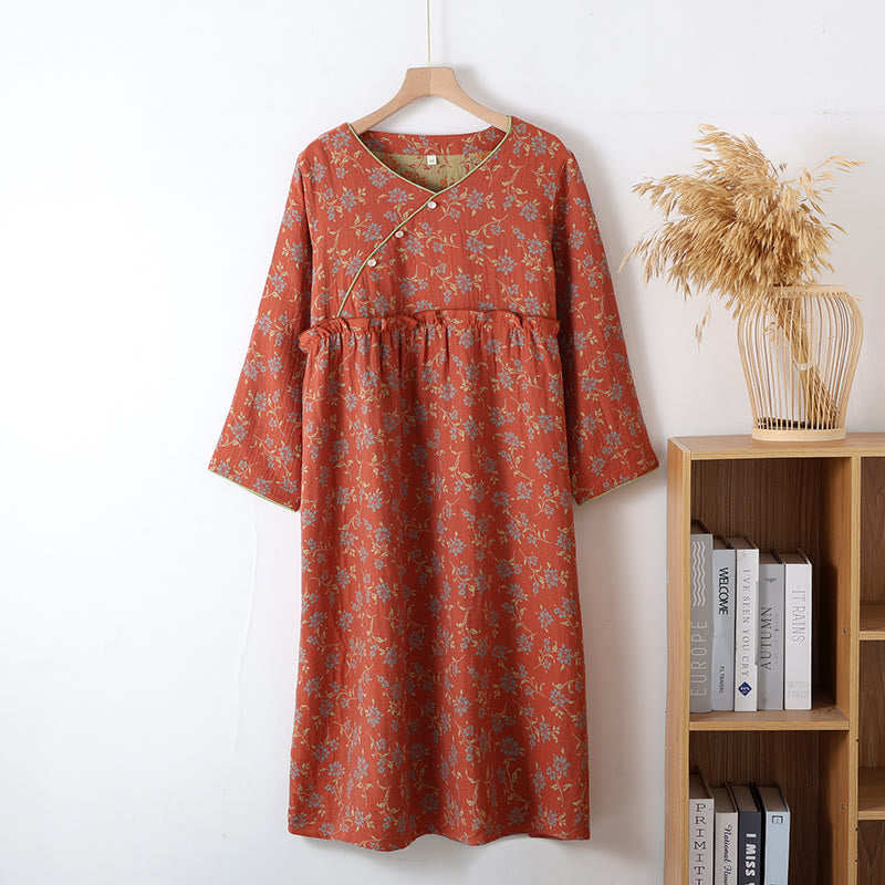 Chemise de nuit en fil teint en coton jacquard doux