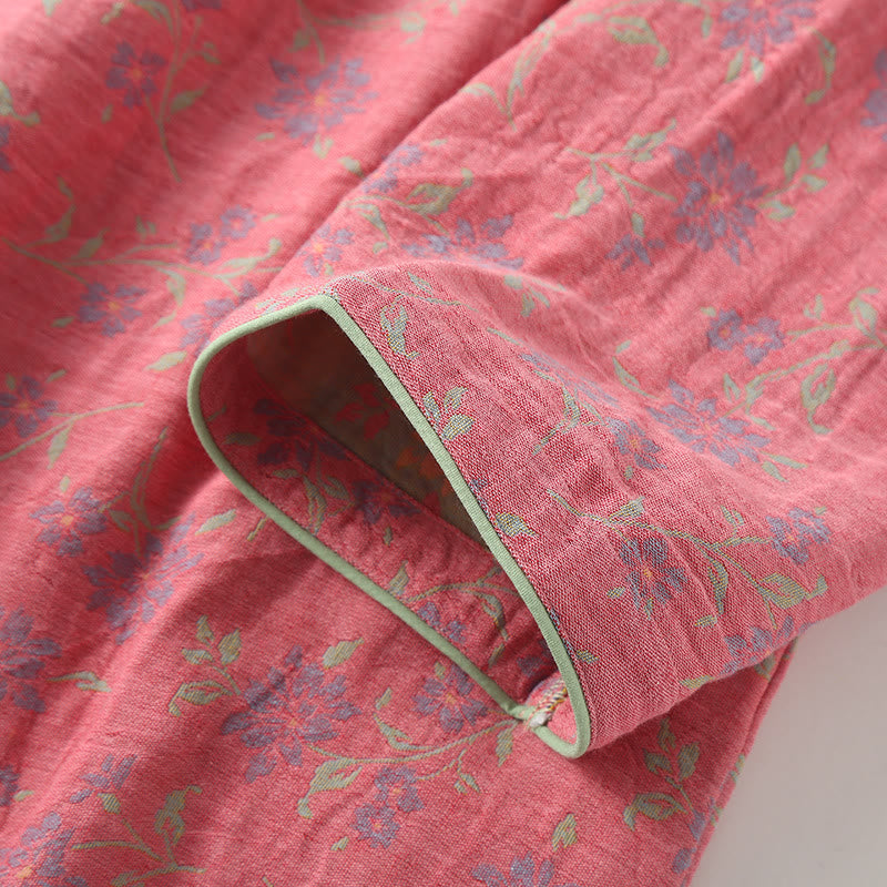 Chemise de nuit en fil teint en coton jacquard doux