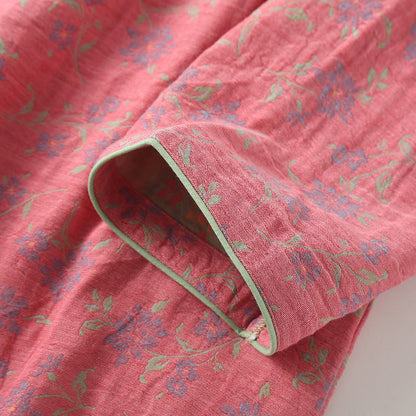 Chemise de nuit en fil teint en coton jacquard doux