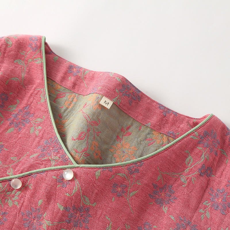 Chemise de nuit en fil teint en coton jacquard doux