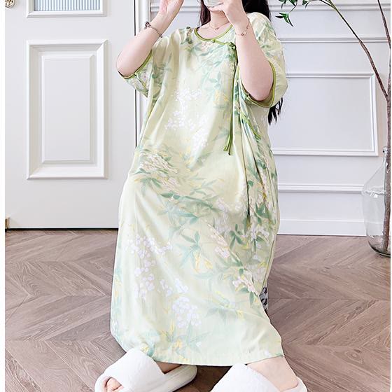 Chemise de nuit longue pastorale grande taille