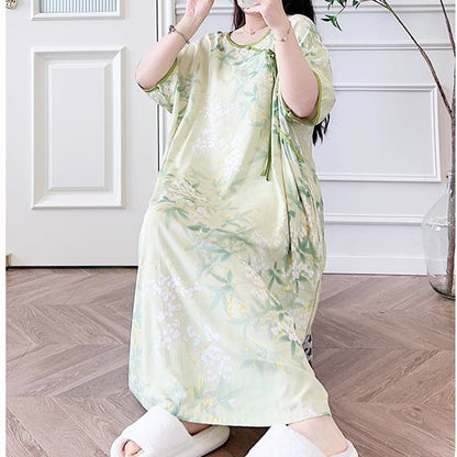 Chemise de nuit longue pastorale grande taille