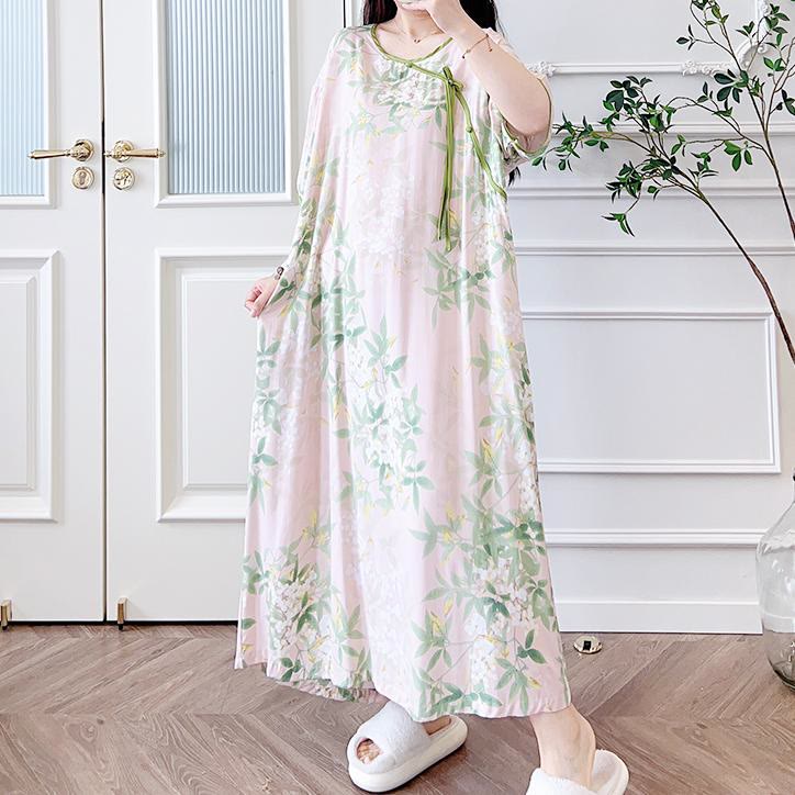 Chemise de nuit longue pastorale grande taille