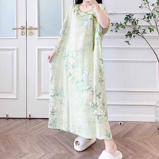 Chemise de nuit longue pastorale grande taille