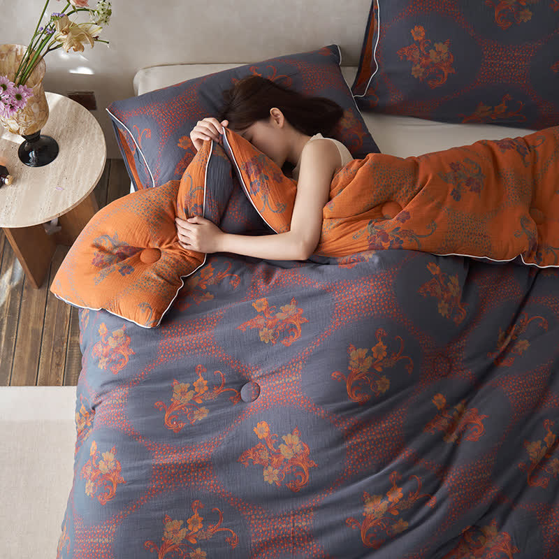 Couverture d'hiver en coton et cachemire à motif floral rétro
