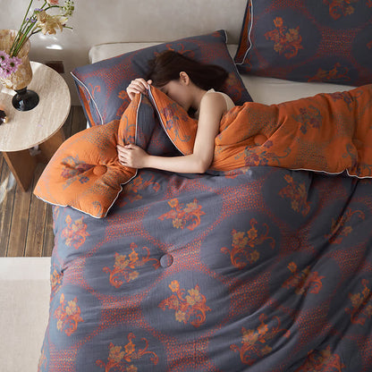 Couverture d'hiver en coton et cachemire à motif floral rétro