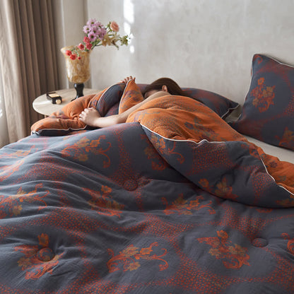 Couverture d'hiver en coton et cachemire à motif floral rétro