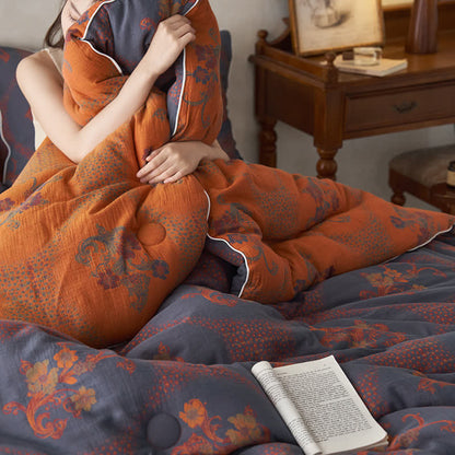 Couverture d'hiver en coton et cachemire à motif floral rétro