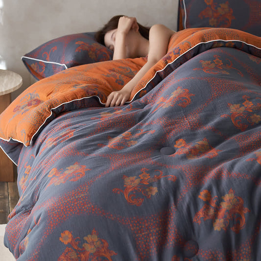 Couverture d'hiver en coton et cachemire à motif floral rétro