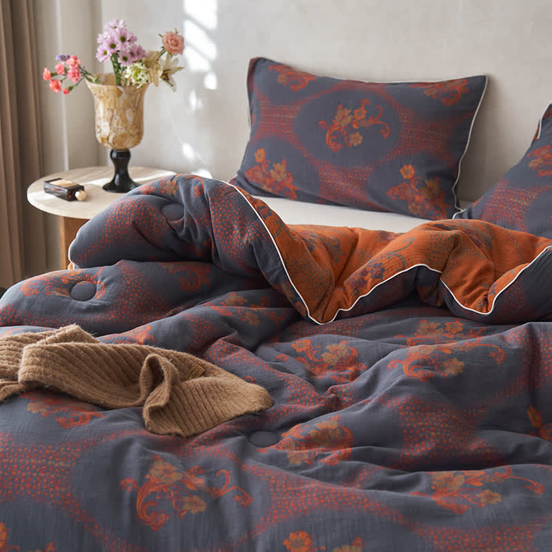 Couverture d'hiver en coton et cachemire à motif floral rétro