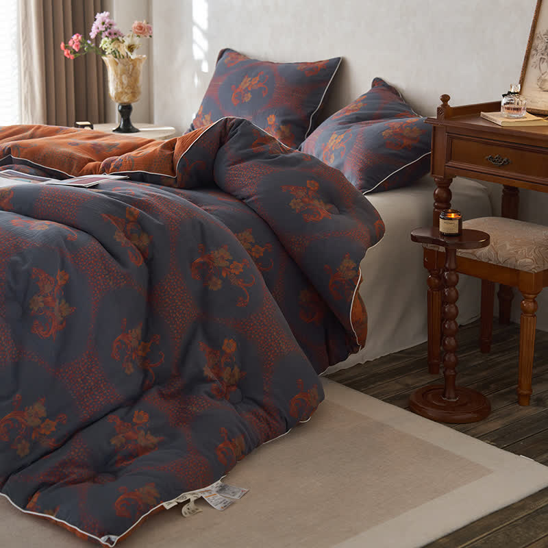 Couverture d'hiver en coton et cachemire à motif floral rétro