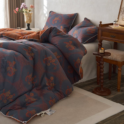 Couverture d'hiver en coton et cachemire à motif floral rétro