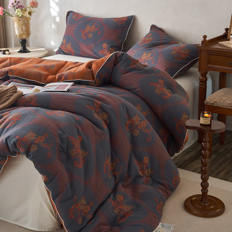 Couverture d'hiver en coton et cachemire à motif floral rétro