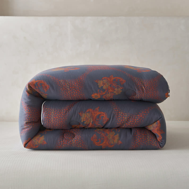 Couverture d'hiver en coton et cachemire à motif floral rétro