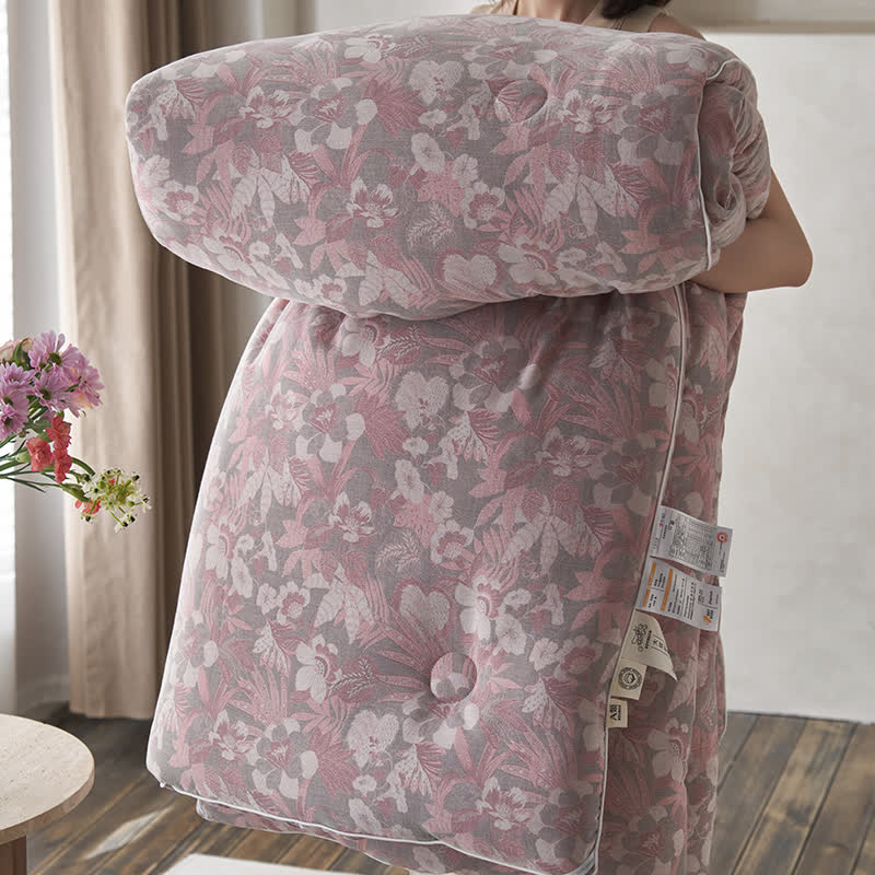 Couette d'hiver en coton et cachemire avec des fleurs en fleurs