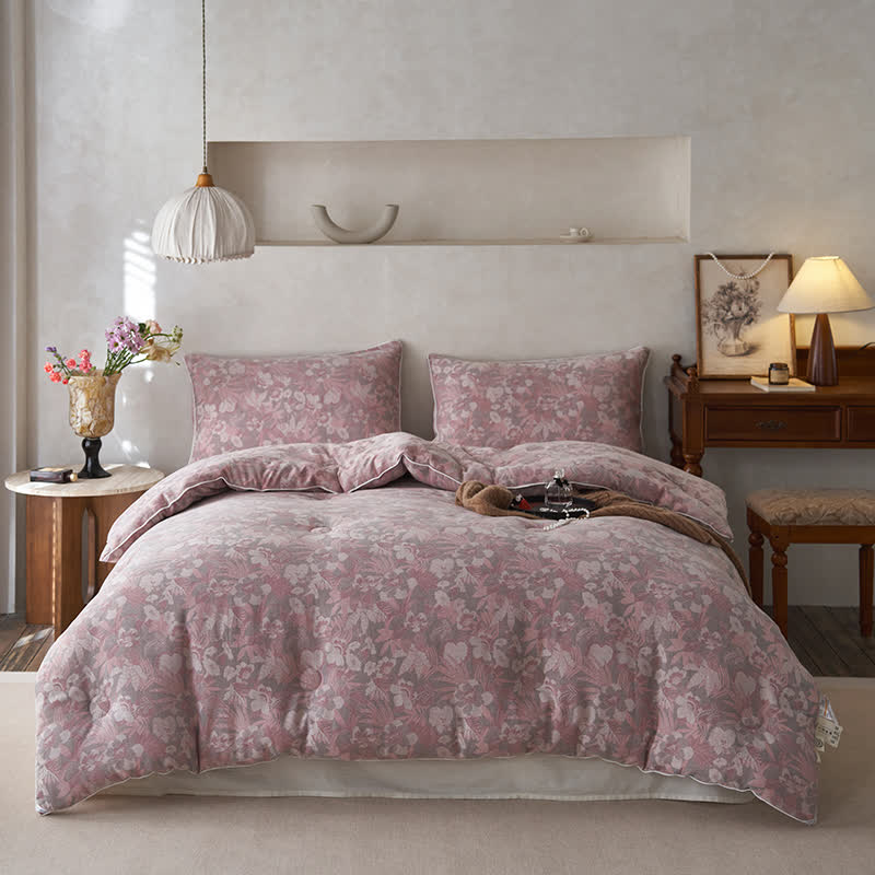 Couette d'hiver en coton et cachemire avec des fleurs en fleurs