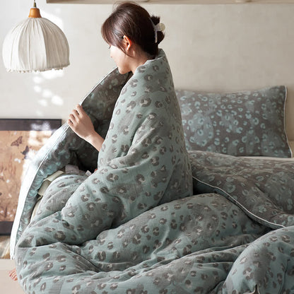 Couette en cachemire et gaze de coton à imprimé léopard