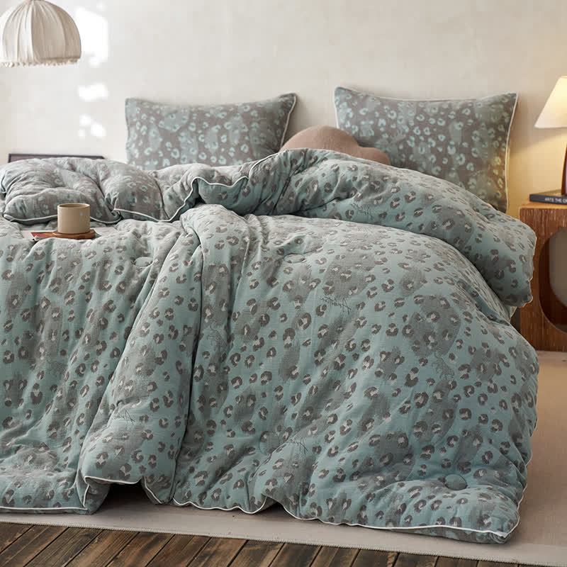 Couette en cachemire et gaze de coton à imprimé léopard