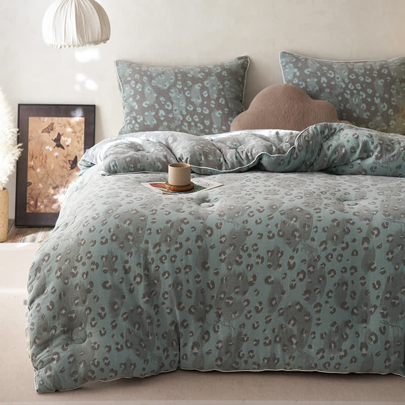 Couette en cachemire et gaze de coton à imprimé léopard