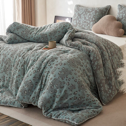 Couette en cachemire et gaze de coton à imprimé léopard
