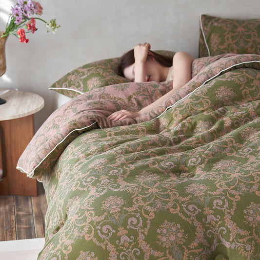 Couette jacquard rétro en coton et cachemire