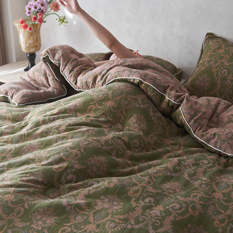 Couette jacquard rétro en coton et cachemire