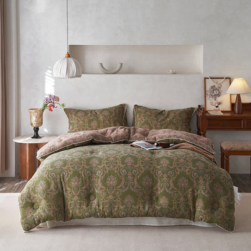 Couette jacquard rétro en coton et cachemire