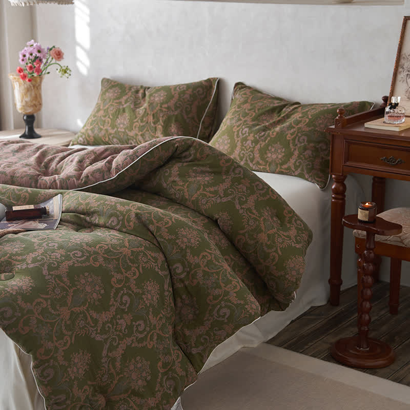 Couette jacquard rétro en coton et cachemire