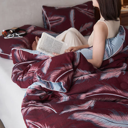 Couette en coton jacquard à plumes et cachemire
