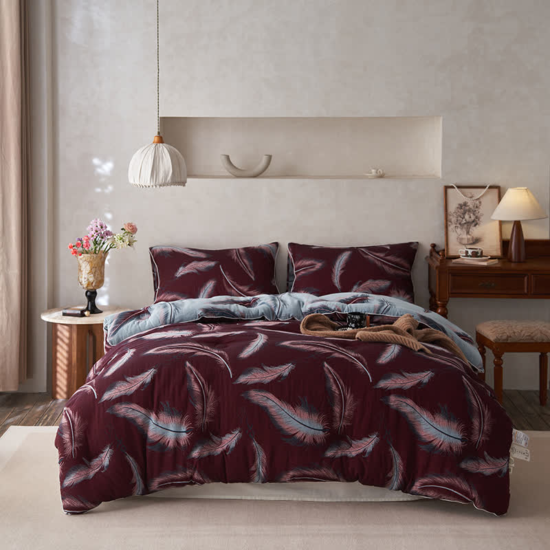 Couette en coton jacquard à plumes et cachemire