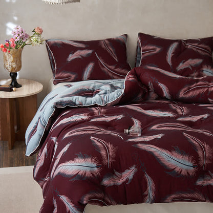 Couette en coton jacquard à plumes et cachemire