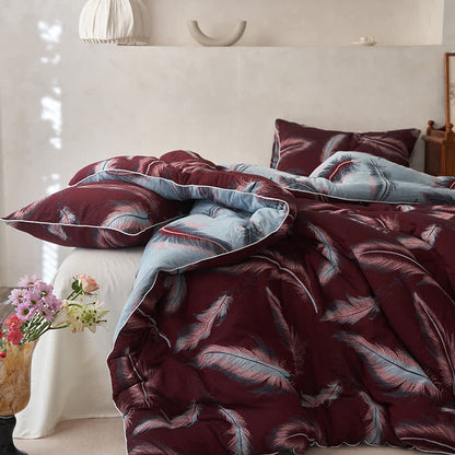 Couette en coton jacquard à plumes et cachemire
