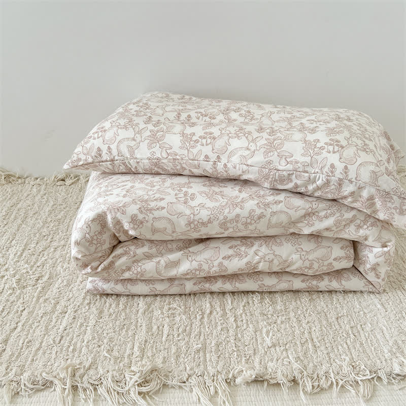 Housse de couette avec couette en coton « Lapin Rural »