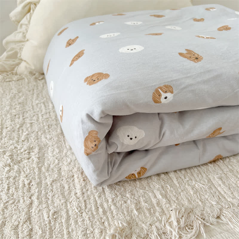 Housse de couette en coton mignonne avec motif chien