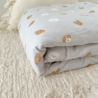 Housse de couette en coton mignonne avec motif chien