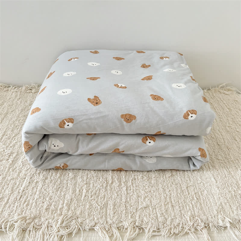 Housse de couette en coton mignonne avec motif chien