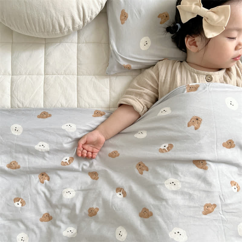 Housse de couette en coton mignonne avec motif chien