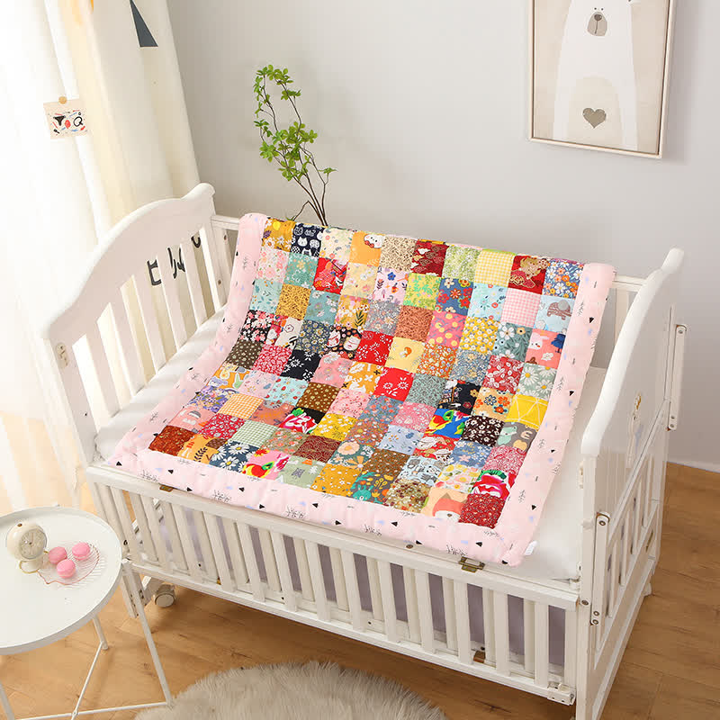 Couverture bébé patchwork pastorale en pur coton