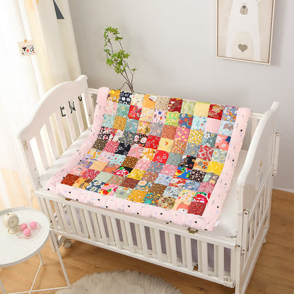 Couverture bébé patchwork pastorale en pur coton