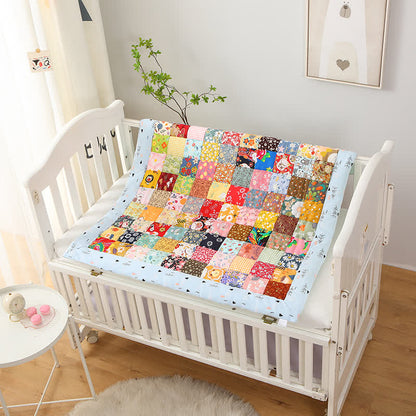 Couverture bébé patchwork pastorale en pur coton