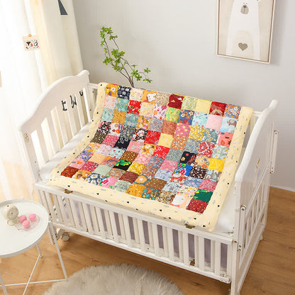Couverture bébé patchwork pastorale en pur coton