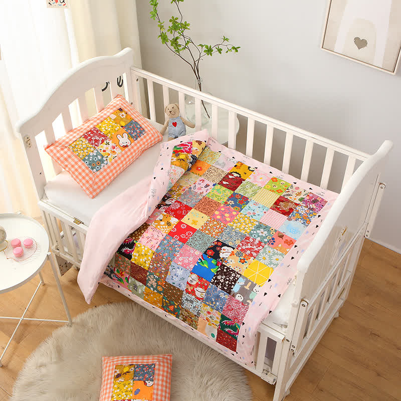 Couverture bébé patchwork pastorale en pur coton