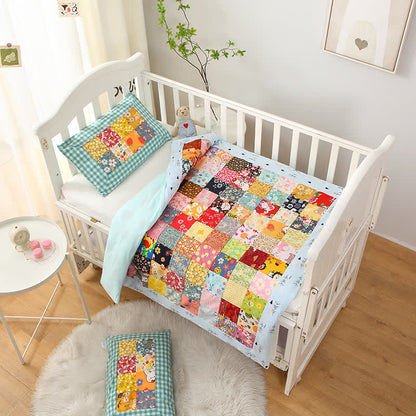 Couverture bébé patchwork pastorale en pur coton