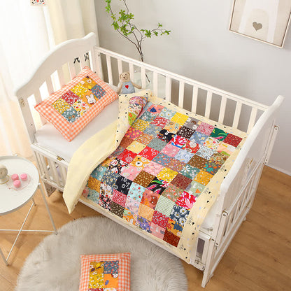 Couverture bébé patchwork pastorale en pur coton