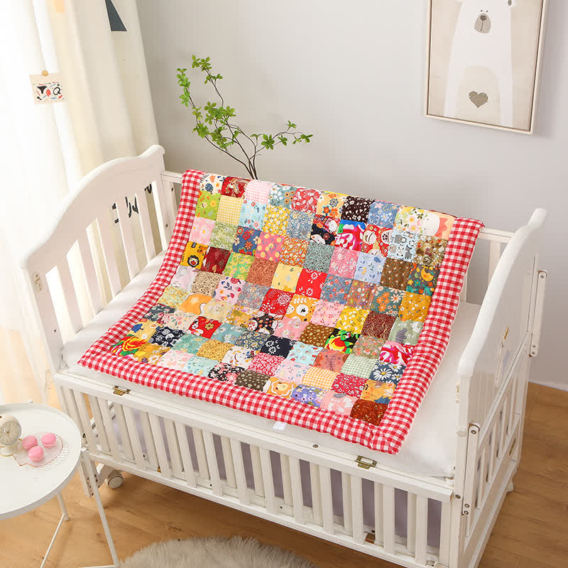 Couverture bébé patchwork en pur coton à motif à carreaux