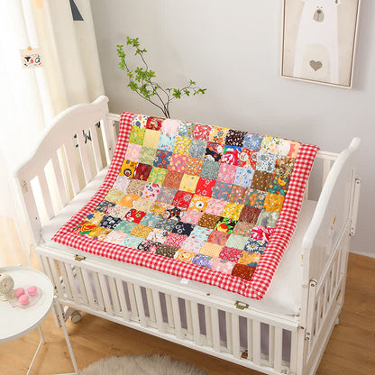 Couverture bébé patchwork en pur coton à motif à carreaux