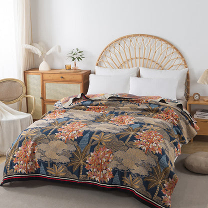 Couverture douillette en gaze de coton avec motif jungle tropicale