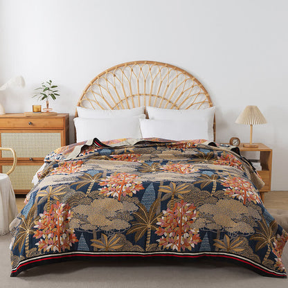 Couverture douillette en gaze de coton avec motif jungle tropicale