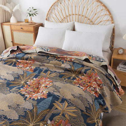 Couverture douillette en gaze de coton avec motif jungle tropicale
